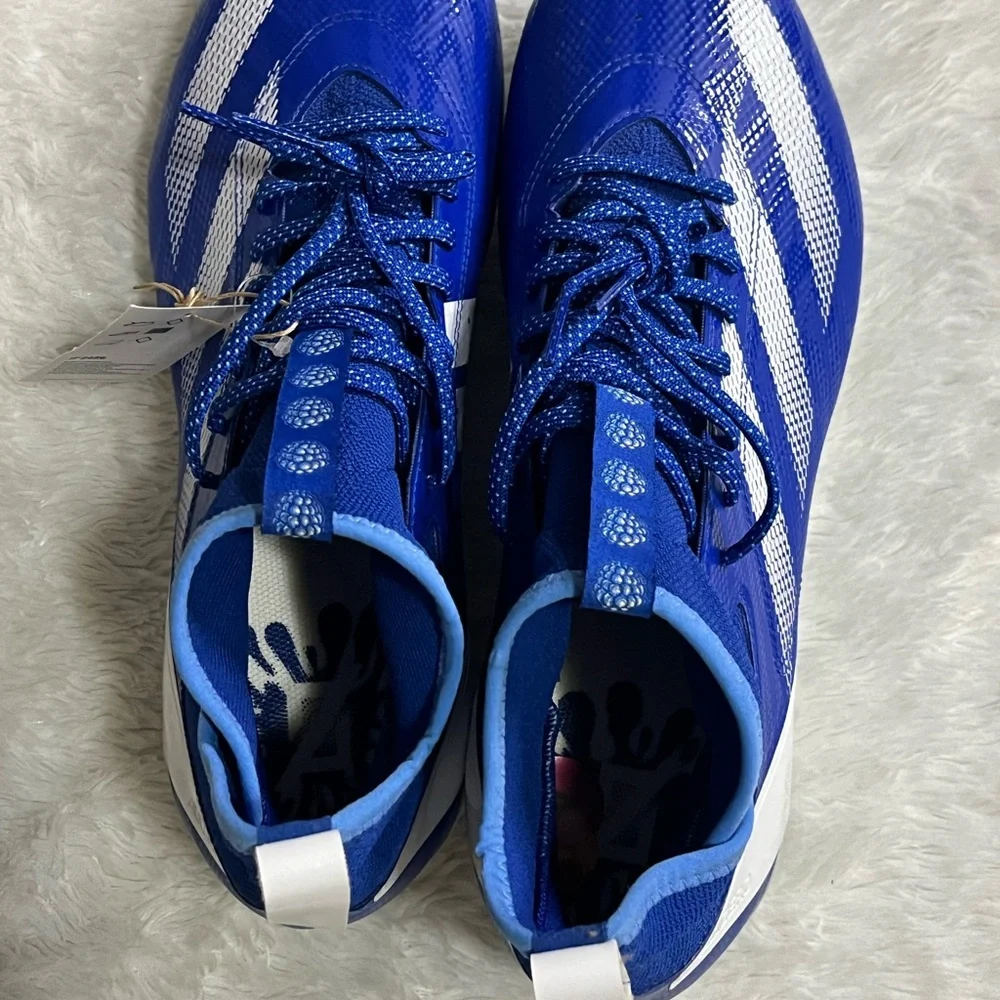adidas Men's adizero Impact Speed Juice Royal Blue And White Football Cleats 14